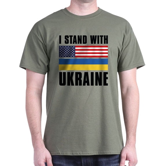 CafePress - I Stand With Ukraine Dark T Shirt - Men's Classic Graphic Cotton T-Shirt