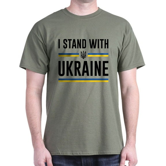 CafePress - I Stand With Ukraine Dark T Shirt - Men's Classic Graphic Cotton T-Shirt