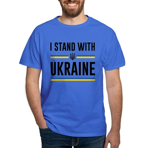 CafePress - I Stand With Ukraine Dark T Shirt - Men's Classic Graphic Cotton T-Shirt