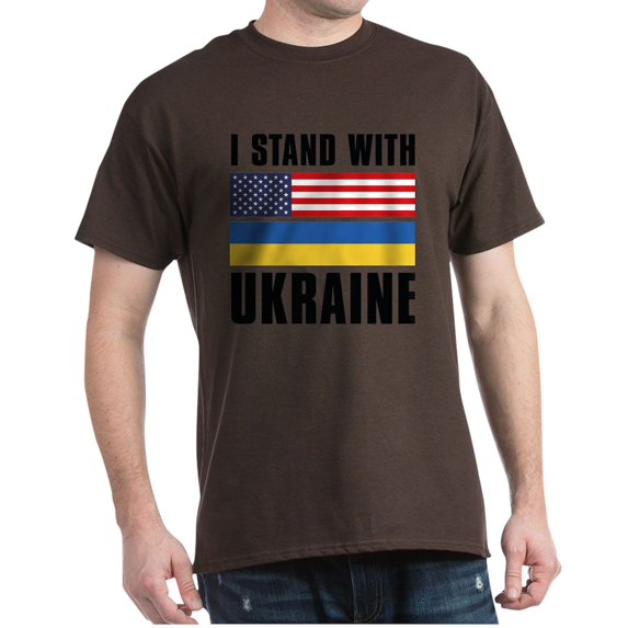 CafePress - I Stand With Ukraine Dark T Shirt - Men's Classic Graphic Cotton T-Shirt