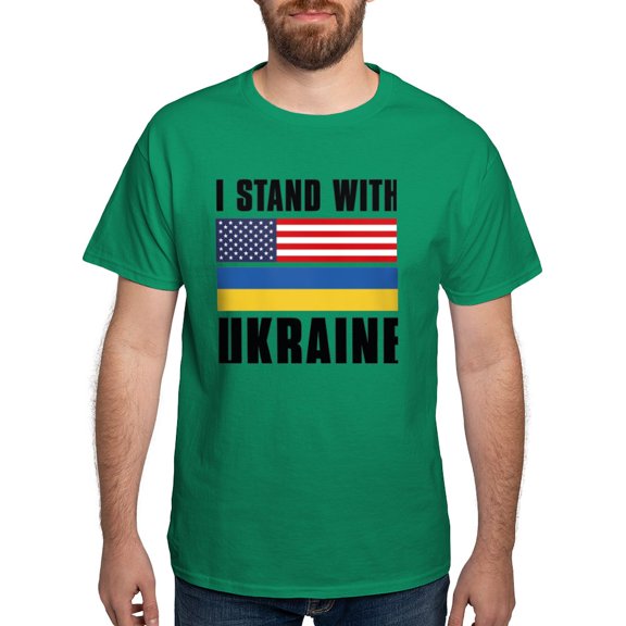 CafePress - I Stand With Ukraine Dark T Shirt - Men's Classic Graphic Cotton T-Shirt