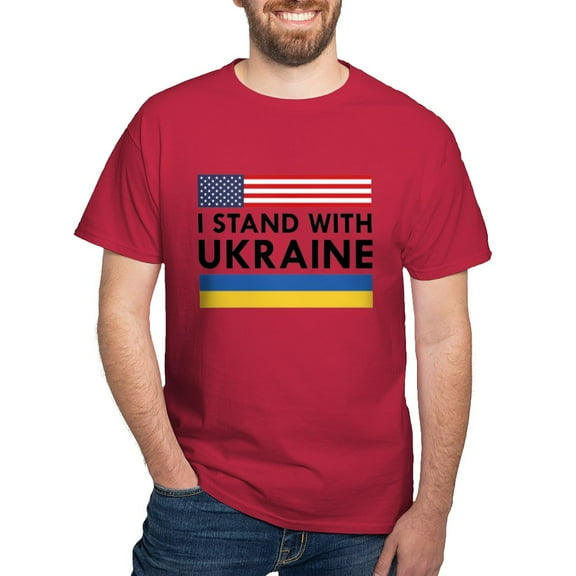 CafePress - I Stand With Ukraine Dark T Shirt - Men's Classic Graphic Cotton T-Shirt