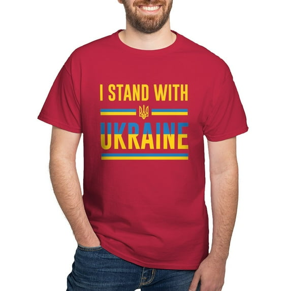 CafePress - I Stand With Ukraine Dark T Shirt - Men's Classic Graphic Cotton T-Shirt