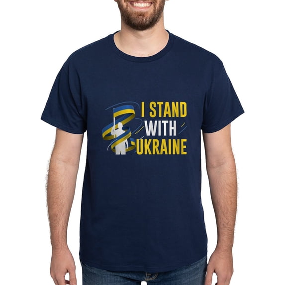 CafePress - I Stand With Ukraine Dark T Shirt - Men's Classic Graphic Cotton T-Shirt