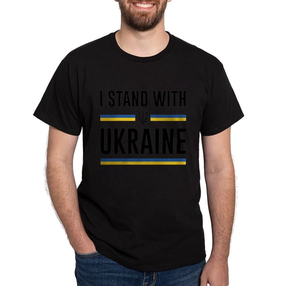 CafePress - I Stand With Ukraine Dark T Shirt - Men's Classic Graphic Cotton T-Shirt