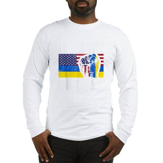 CafePress - I Stand With Ukraine Flag Amer Long Sleeve T Shirt - Unisex Cotton Long Sleeve T-Shirt