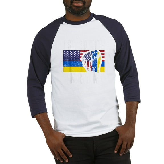 CafePress - I Stand With Ukraine Flag American Baseball Jersey - Cotton Baseball Jersey, 3/4 Raglan Sleeve Shirt
