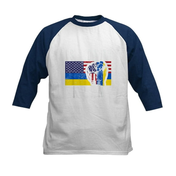 CafePress - I Stand With Ukraine Flag American Baseball Jersey - Kids Cotton Baseball Jersey, 3/4 Sleeve Shirt