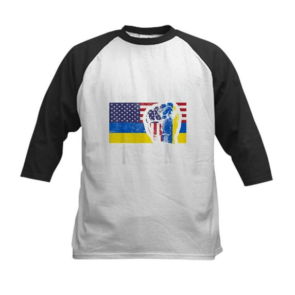 CafePress - I Stand With Ukraine Flag American Baseball Jersey - Kids Cotton Baseball Jersey, 3/4 Sleeve Shirt