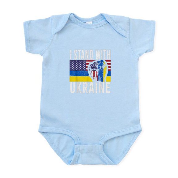 CafePress - I Stand With Ukraine Flag American Flag Body Suit - Baby Light Bodysuit, Size Newborn - 24 Months