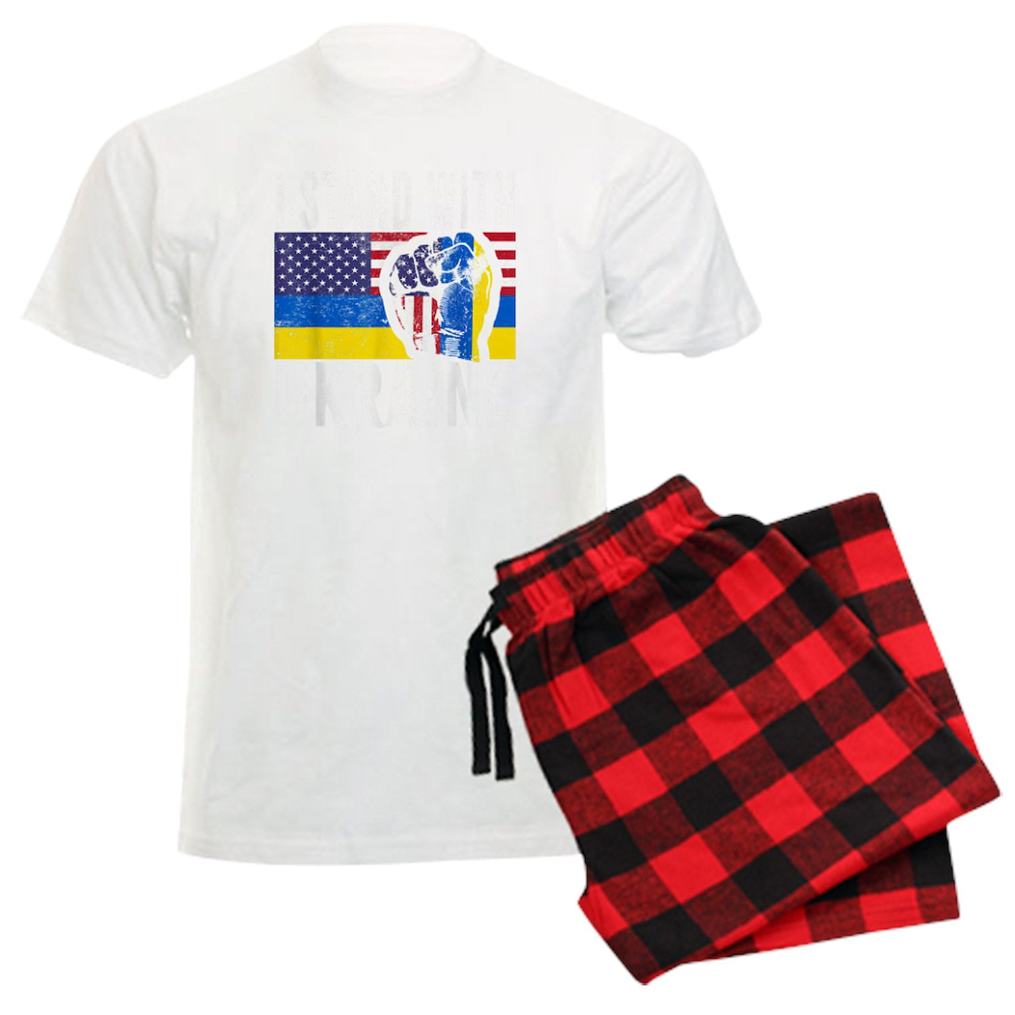 CafePress - I Stand With Ukraine Flag American Flag Su Pajamas - Men's ...