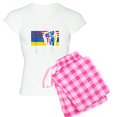 thumbnail image 1 of CafePress - I Stand With Ukraine Flag American Flag Su Pajamas - Women's Short Sleeve Print T-Shirt and Pants Light Cotton Pajama Set, 1 of 7