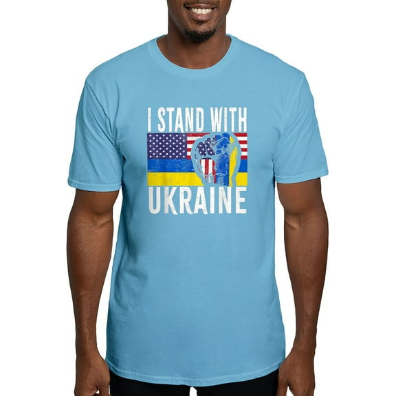 CafePress - I Stand With Ukraine Flag American Flag Su T Shirt - Fitted T-Shirt, Vintage Fit Soft Cotton Tee