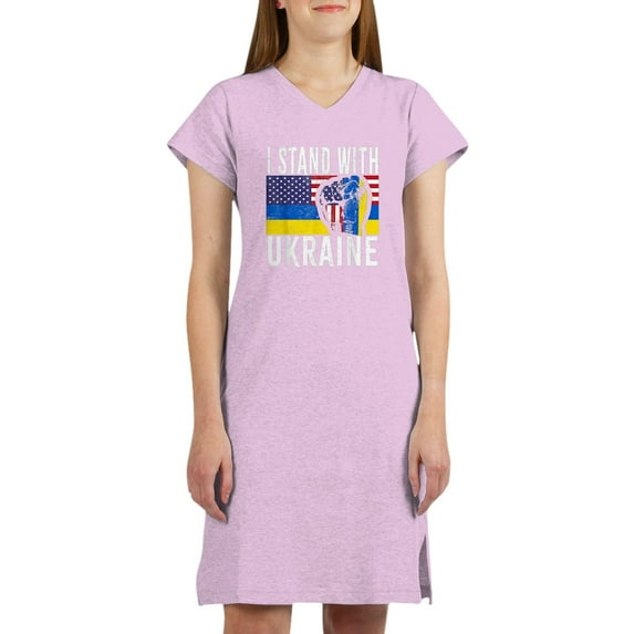 CafePress - I Stand With Ukraine Flag American Flag Su T Shirt - Women's Nightshirt