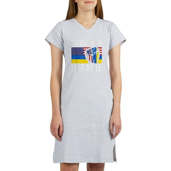 CafePress - I Stand With Ukraine Flag American Flag Su T Shirt - Women's Nightshirt