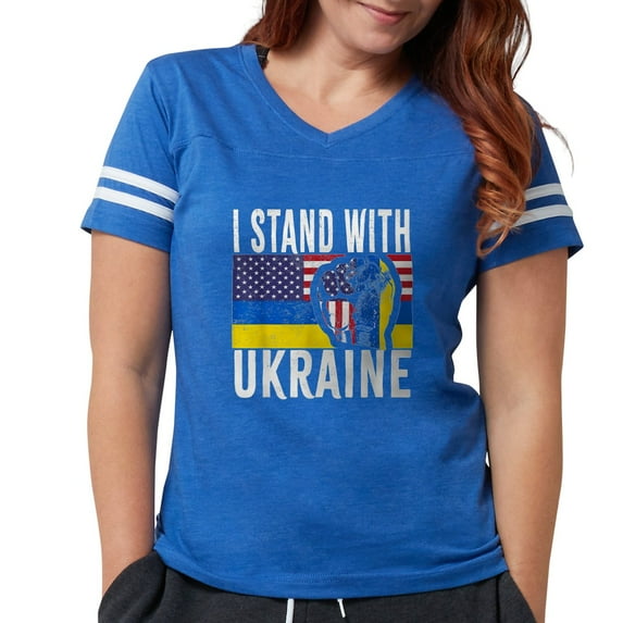 CafePress - I Stand With Ukraine Flag American Flag Su T Shirt - Womens Football Shirt