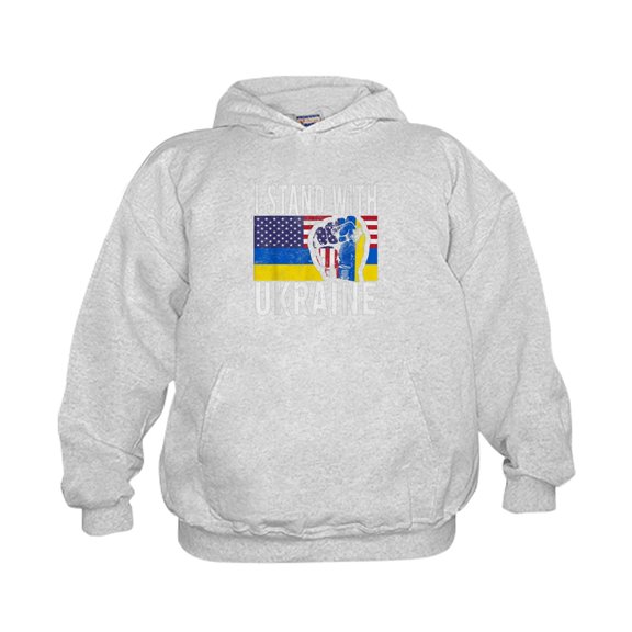 CafePress - I Stand With Ukraine Flag American Flag Sweatshirt - Kids Hooded Sweatshirt, Classic Hoodie
