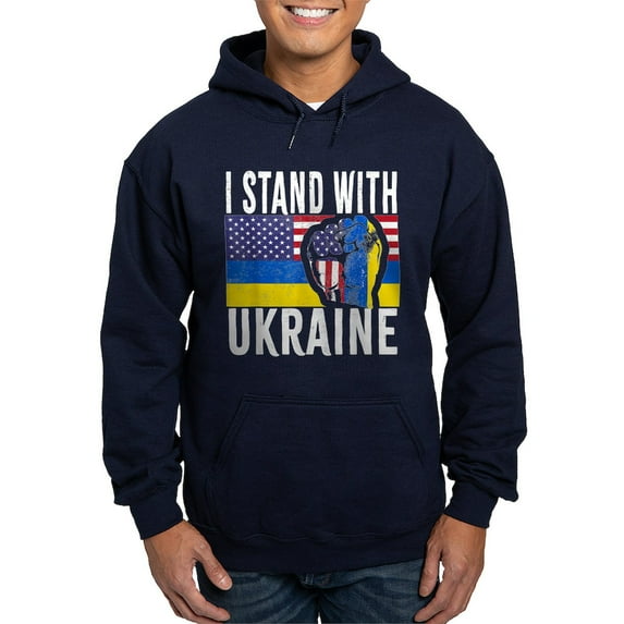 CafePress - I Stand With Ukraine Flag American Flag Sweatshirt - Pullover Hoodie, Classic, Comfortable Hooded Sweatshirt