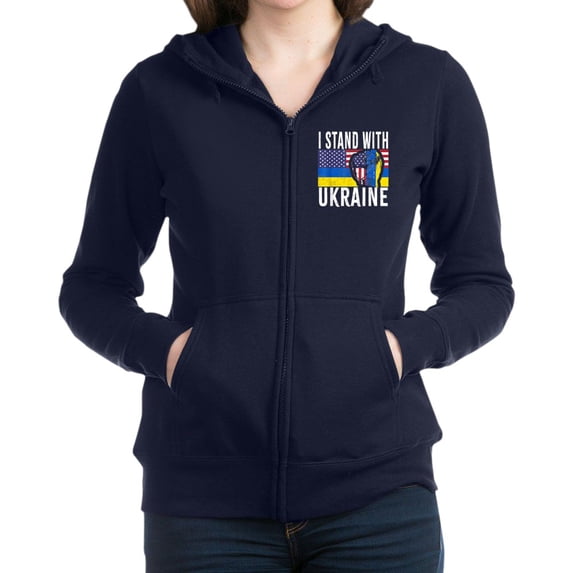 CafePress - I Stand With Ukraine Flag American Flag Sweatshirt - Women's Zip Hoodie
