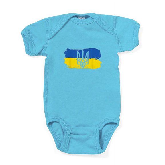 CafePress - I Stand With Ukraine Flag Emblem Map Pat Body Suit - Cute Infant Bodysuit Baby Romper - Size Newborn - 24 Months