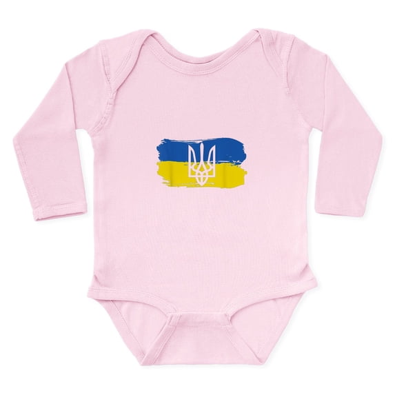 CafePress - I Stand With Ukraine Flag Emblem Map Pat Body Suit - Long Sleeve Cotton Baby Bodysuit
