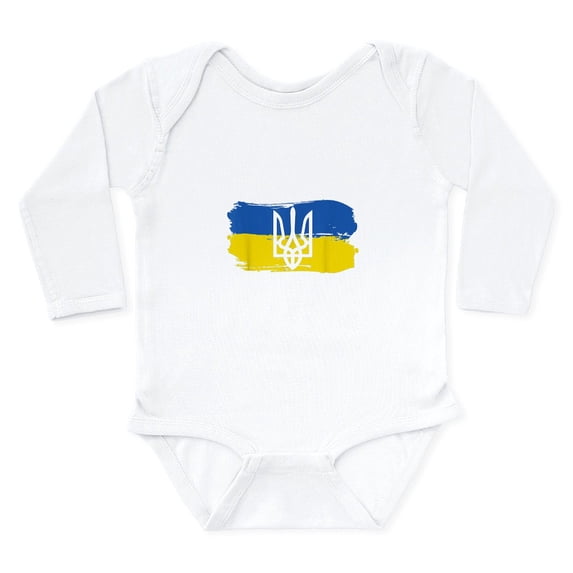 CafePress - I Stand With Ukraine Flag Emblem Map Pat Body Suit - Long Sleeve Cotton Baby Bodysuit