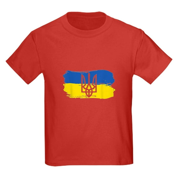 CafePress - I Stand With Ukraine Flag Emblem Map Patri T Shirt - Dark T-Shirt Kids XS-XL
