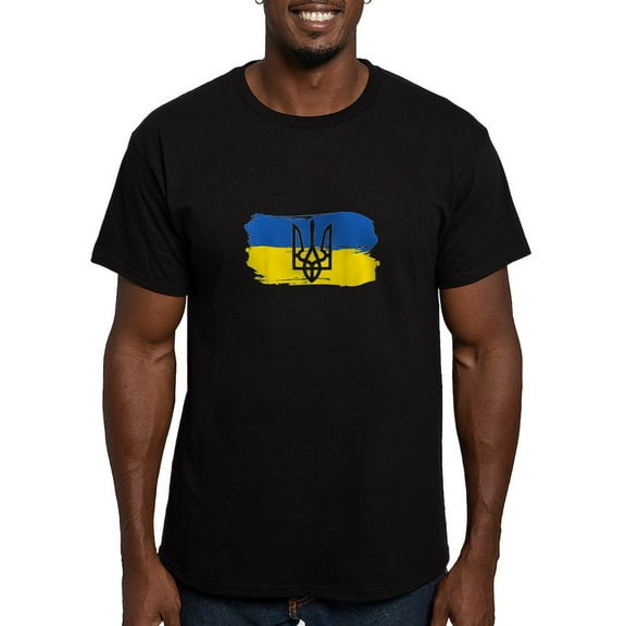 CafePress - I Stand With Ukraine Flag Emblem Map Patri T Shirt - Men's Fitted T-Shirt