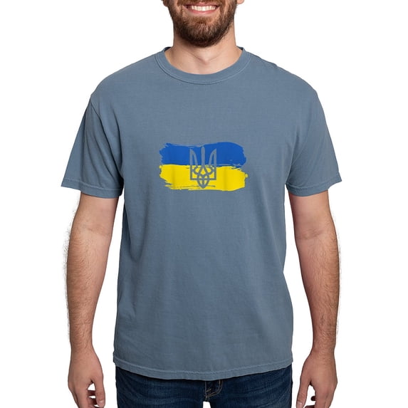 CafePress - I Stand With Ukraine Flag Emblem Map Patri T Shirt - Mens Comfort Colors Shirt