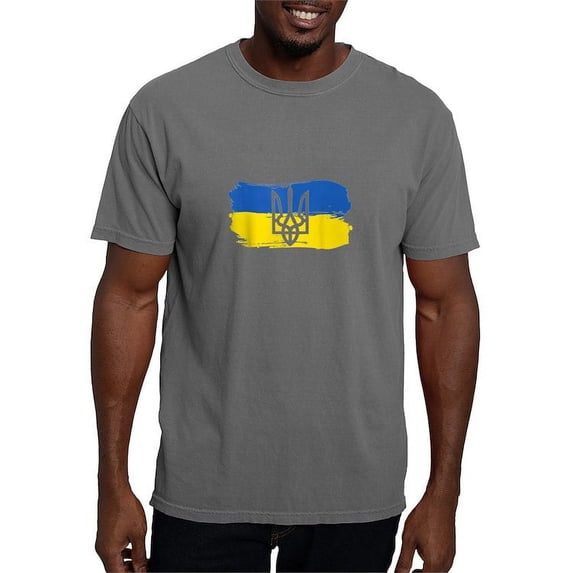 CafePress - I Stand With Ukraine Flag Emblem Map Patri T Shirt - Mens Comfort Colors Shirt