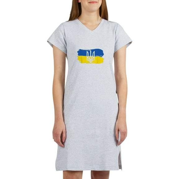 CafePress - I Stand With Ukraine Flag Emblem Map Patri T Shirt - Women's Nightshirt