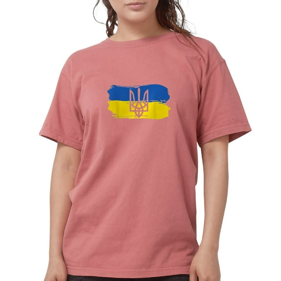 CafePress - I Stand With Ukraine Flag Emblem Map Patri T Shirt - Womens Comfort Colors® Shirt