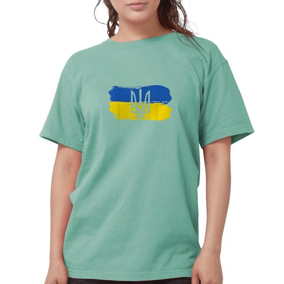 CafePress - I Stand With Ukraine Flag Emblem Map Patri T Shirt - Womens Comfort Colors® Shirt