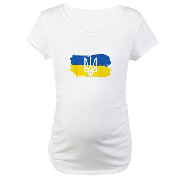 CafePress - I Stand With Ukraine Flag Emblem Maternity T Shirt - Cotton Maternity T-shirt, Cute & Funny Pregnancy Tee