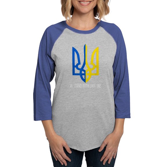 CafePress - I Stand With Ukraine Flag Supp Long Sleeve T Shirt - Womens Baseball Tee