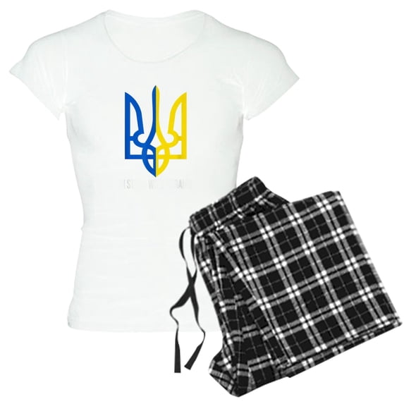 CafePress - I Stand With Ukraine Flag Support Ukraine Pajamas - Women's Short Sleeve Print T-Shirt and Pants Light Cotton Pajama Set
