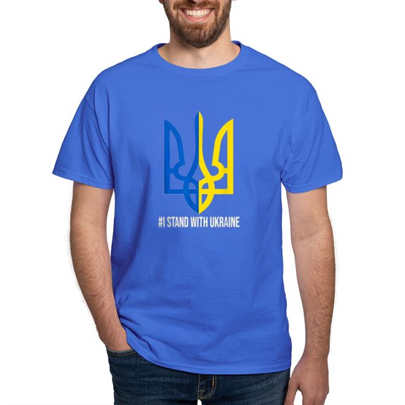 CafePress - I Stand With Ukraine Flag Support Ukraine T Shirt - Men's Classic Graphic Cotton T-Shirt