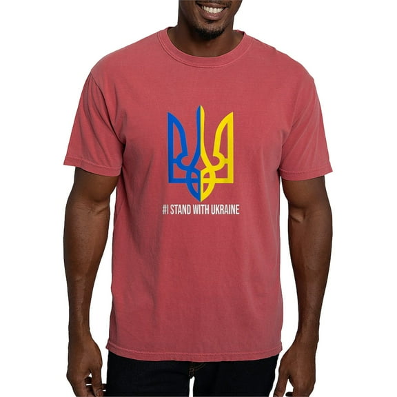 CafePress - I Stand With Ukraine Flag Support Ukraine T Shirt - Mens Comfort Colors Shirt
