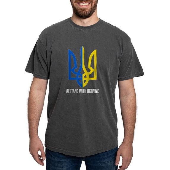 CafePress - I Stand With Ukraine Flag Support Ukraine T Shirt - Mens Comfort Colors Shirt