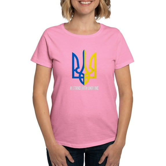 CafePress - I Stand With Ukraine Flag Support Ukraine T Shirt - Women's Traditional Fit Dark T-Shirt