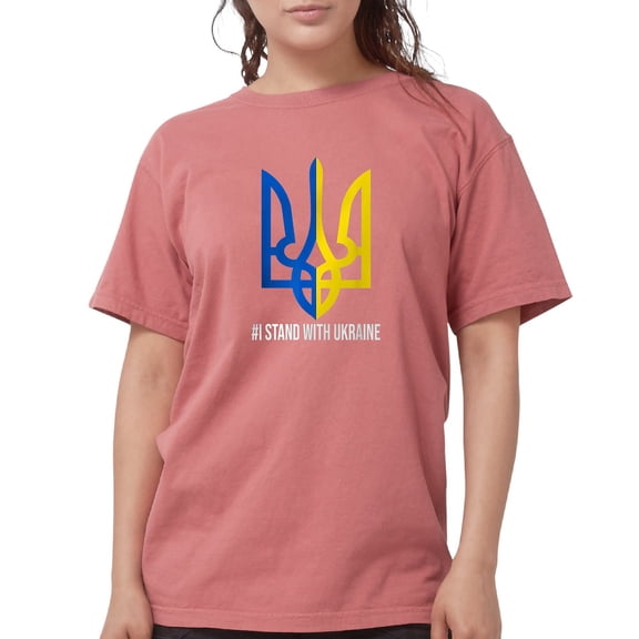 CafePress - I Stand With Ukraine Flag Support Ukraine T Shirt - Womens Comfort Colors® Shirt