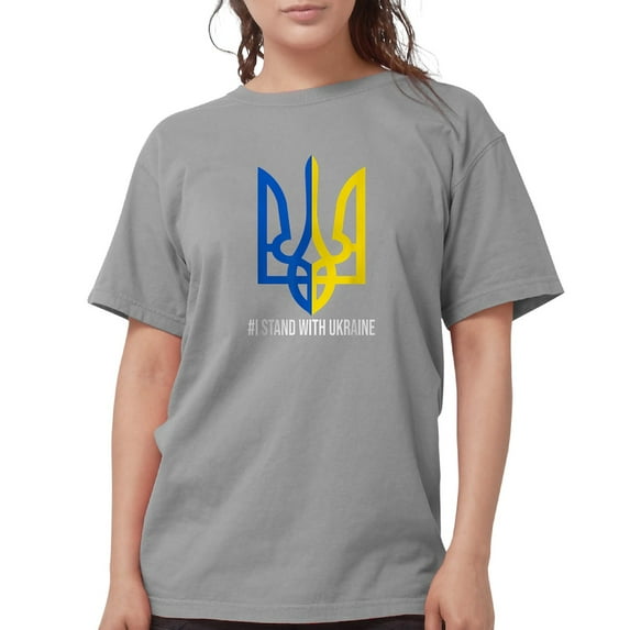 CafePress - I Stand With Ukraine Flag Support Ukraine T Shirt - Womens Comfort Colors® Shirt