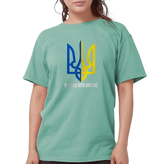 CafePress - I Stand With Ukraine Flag Support Ukraine T Shirt - Womens Comfort Colors® Shirt