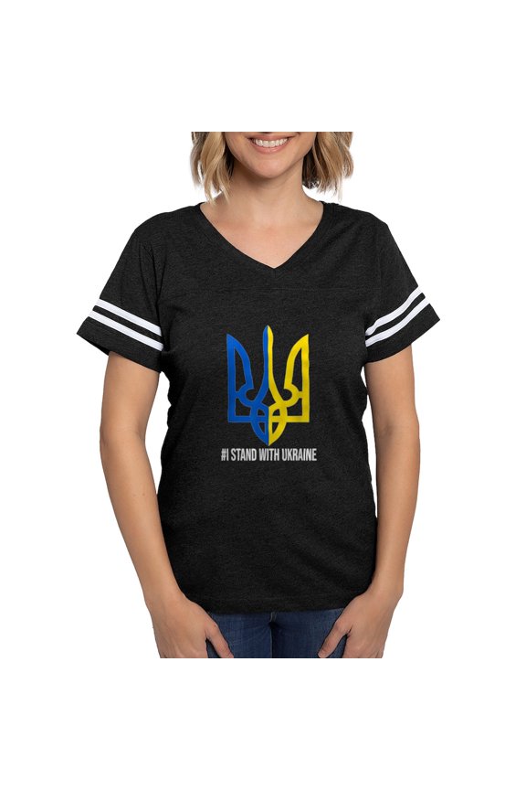 - I Stand With Ukraine Flag Support Ukraine T Shirt - Womens Football Shirt