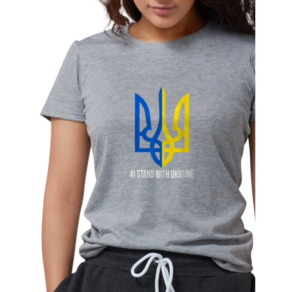 CafePress - I Stand With Ukraine Flag Support Ukraine T Shirt - Womens Tri-blend T-Shirt