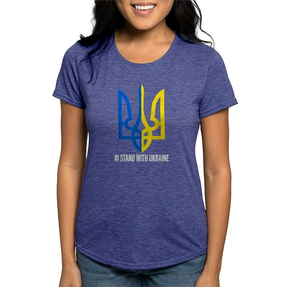 CafePress - I Stand With Ukraine Flag Support Ukraine T Shirt - Womens Tri-blend T-Shirt