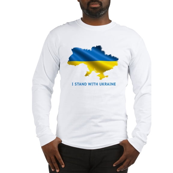 CafePress - I Stand With Ukraine Flag Ukra Long Sleeve T Shirt - Unisex Cotton Long Sleeve T-Shirt