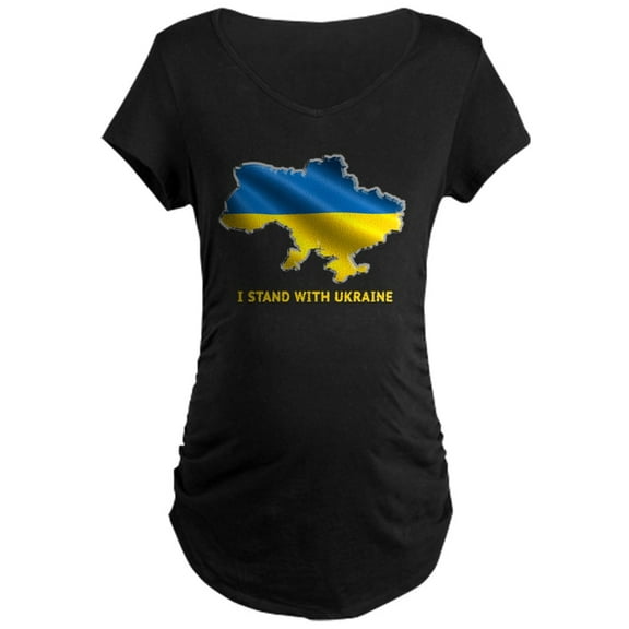 CafePress - I Stand With Ukraine Flag Ukrain Maternity T Shirt - Maternity Dark T-Shirt