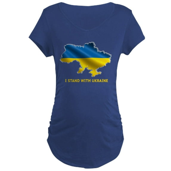 CafePress - I Stand With Ukraine Flag Ukrain Maternity T Shirt - Maternity Dark T-Shirt