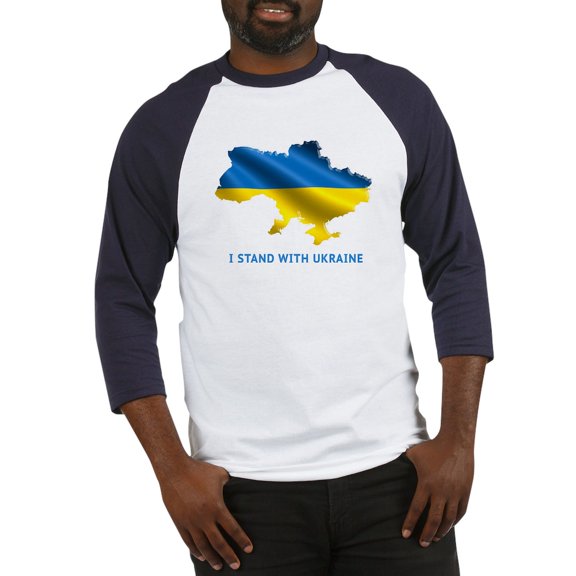CafePress - I Stand With Ukraine Flag Ukrainia Baseball Jersey - Cotton Baseball Jersey, 3/4 Raglan Sleeve Shirt